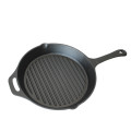 Home Oven Camping Pre-seasoned Cast Iron Round Grill Pan 10.1- inch